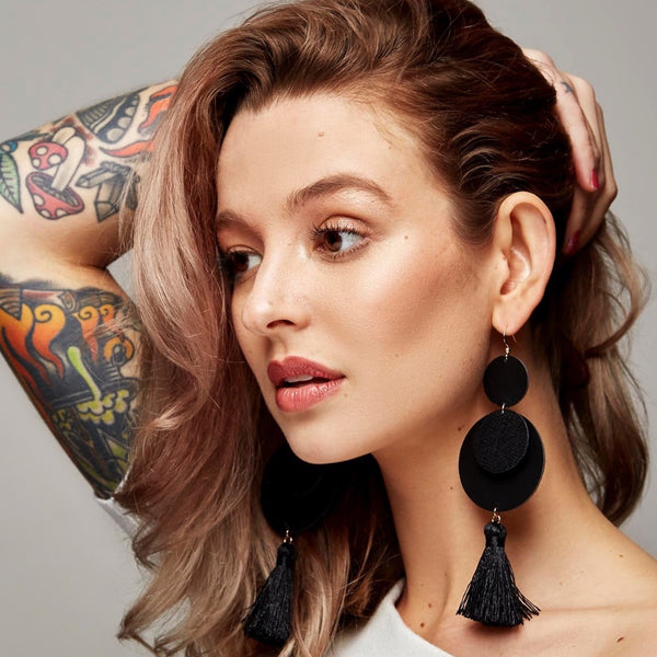 【TATIANA】Black Party Ribbon EarJacket Earring AF735_BK0001