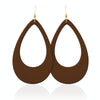 Dark Brown Leather Teardrop Earrings