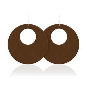 Medium Brown Hoop Leather Earrings