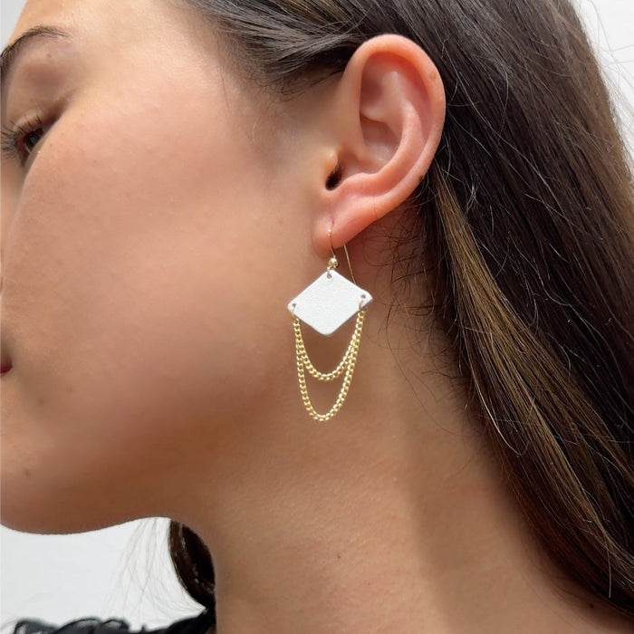 Catalina Leather Earrings in White