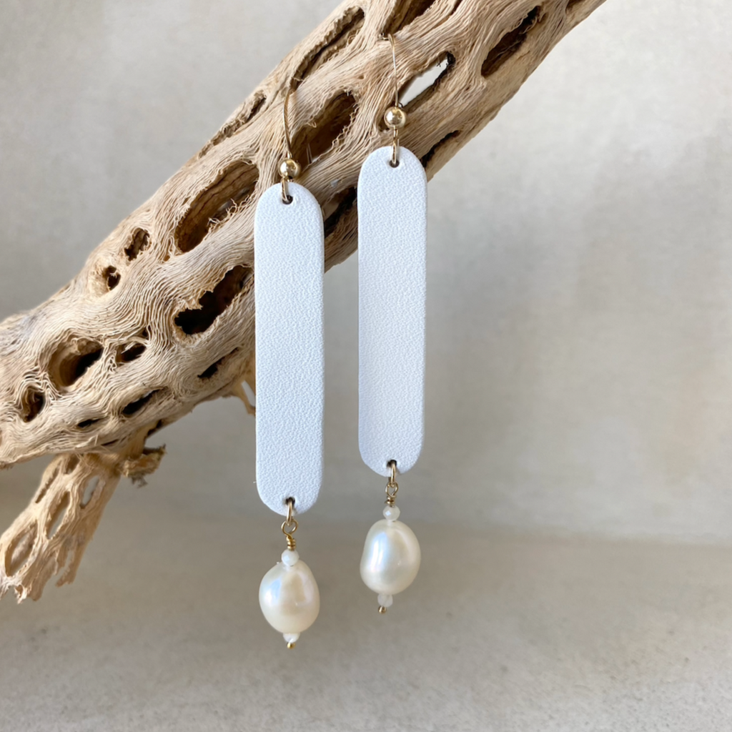 Pearl and Leather Earrings