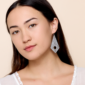 Ketra Leather Earrings in Silver Luster