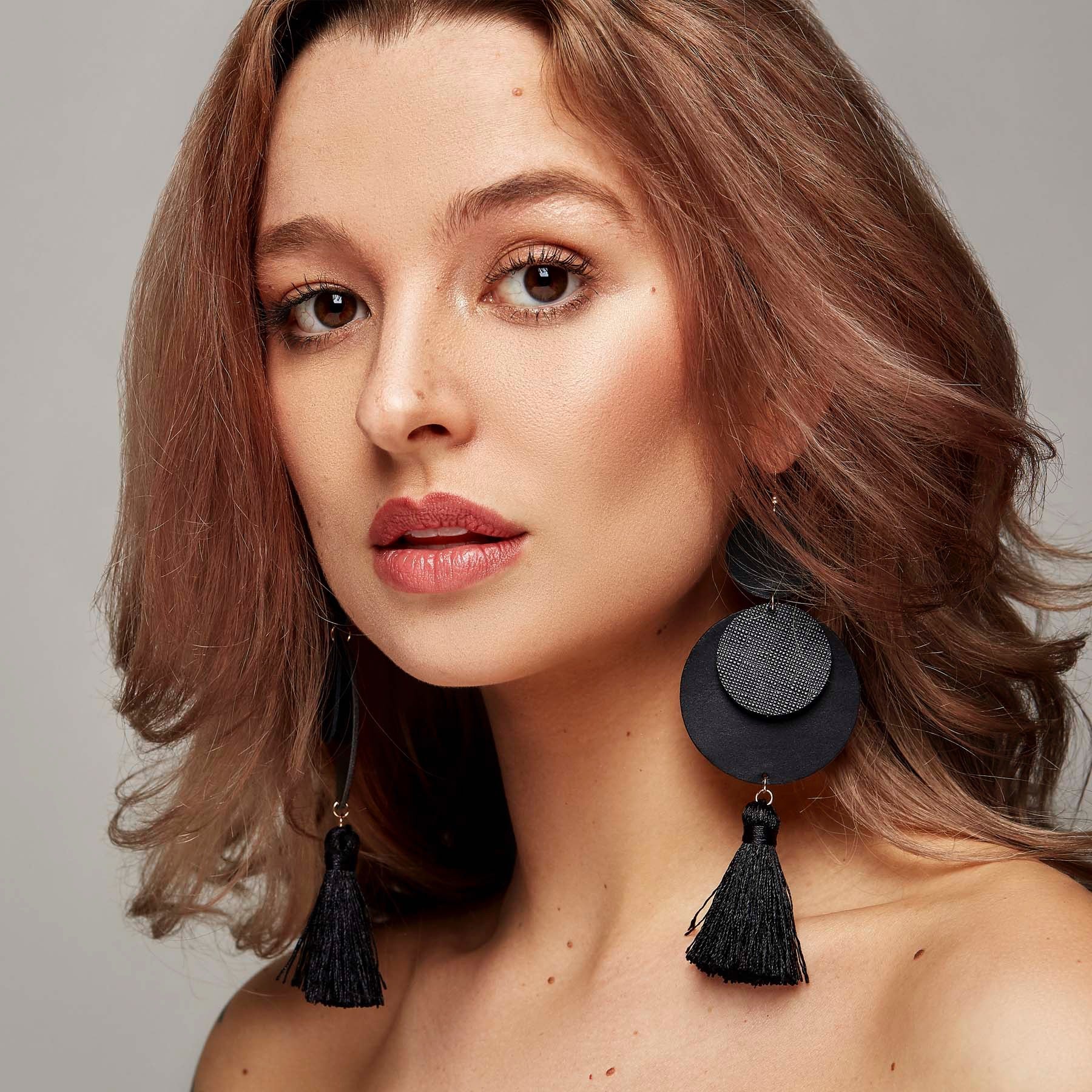 Laguna Leather Earrings in Midnight   Aha Crafted