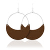 Brown Leather Moon earrings 