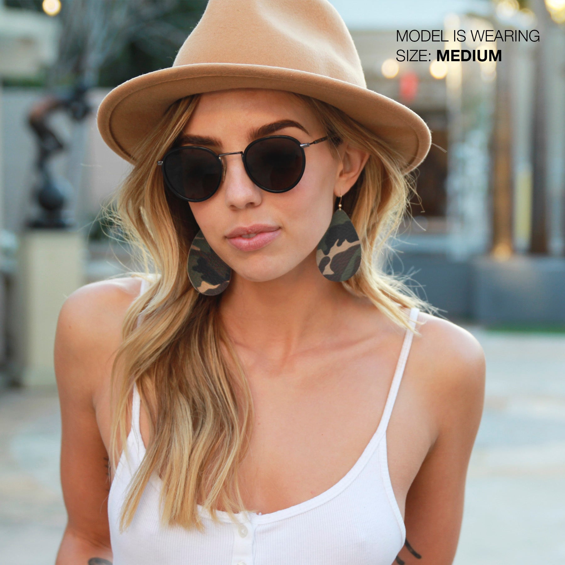 Camo Teardrop Leather Earrings Aha Crafted