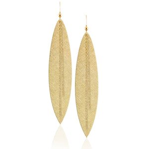 Gold Luster Linked Leather Earrings