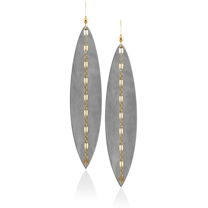Touch of Grey Linked Leather Earrings