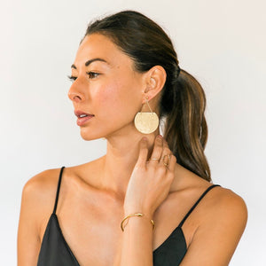 Sol Leather Earrings in Gold Luster