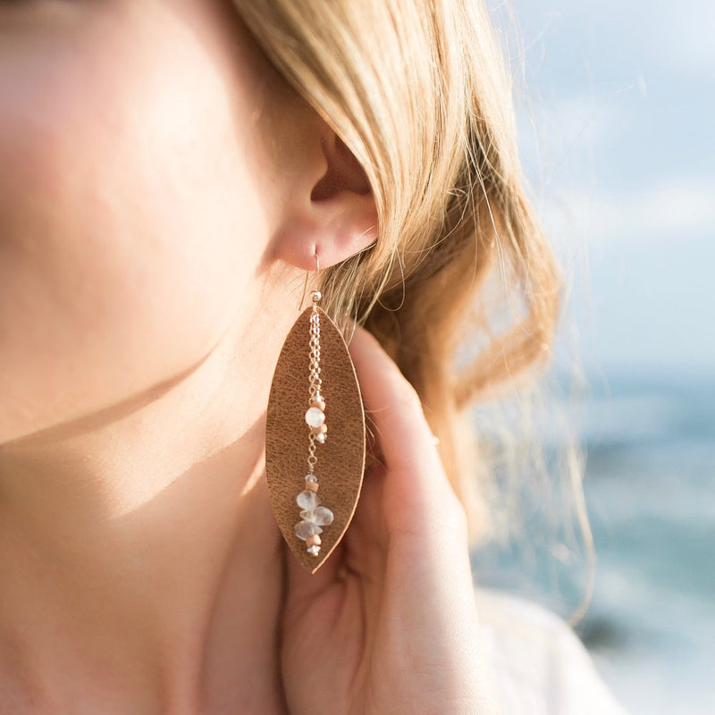 Sale Leather Leaf Earrings — Distinctively Hers