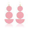 Pink Leather Geometric Earrings