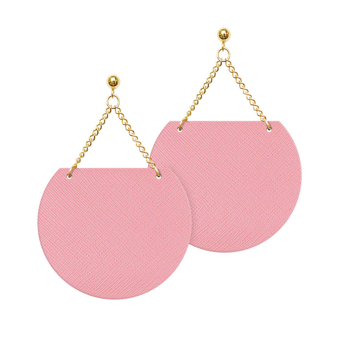 Sol Leather Earrings in Peony Pink