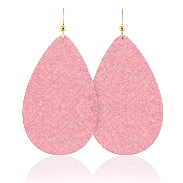 Peony Teardrop Leather Earrings