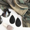 Black Embossed Leather Teardrop Earrings