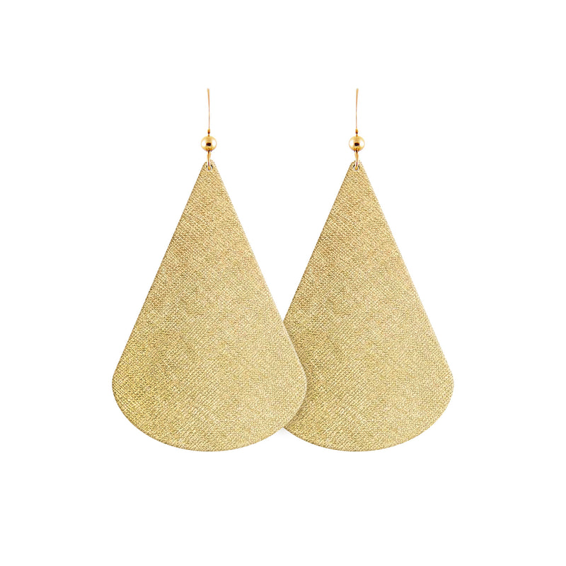 Gold Bell Shaped Leather Earrings