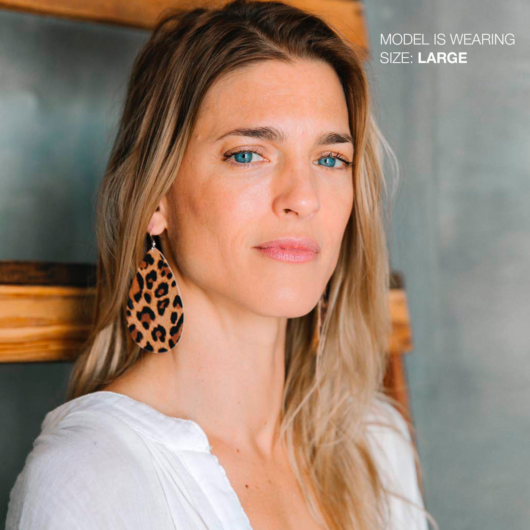 Leopard Teardrop Leather Earrings Aha Crafted