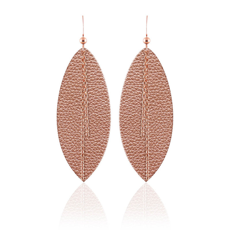 Rose Gold Linked Leather Earrings ©
